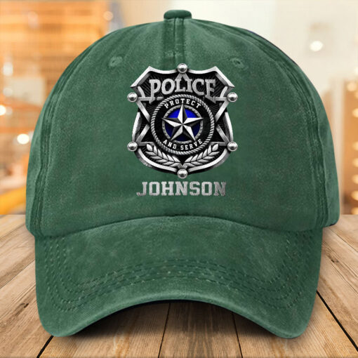 Personalized Police Distressed Washed Cotton Printed Hat MQTZ5190503 - Image 3