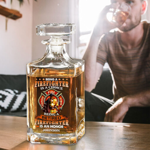 Personalized Firefighter Whiskey Bottle, Gift For Fireman, Retired Firefighter UKTO5080501 - Image 4