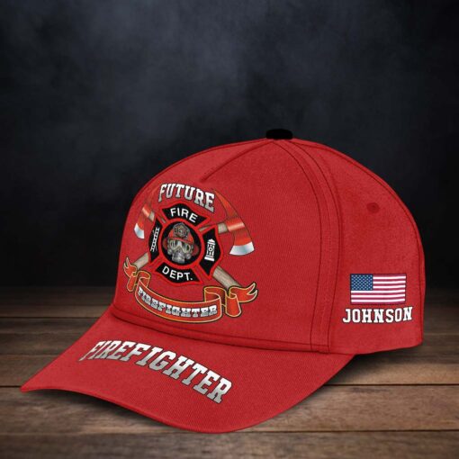 Personalized Future Firefighter Hat, Red Fire Dept Baseball Cap Gift for Firefighter’s Son or Dream Fireman MQND5190502 - Image 3
