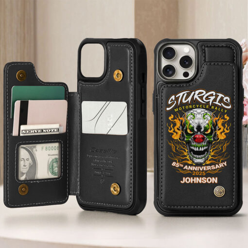 Personalized Motorcycle Leather Flip Wallet Phone Case UKTZ5060502 - Image 3