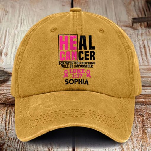 Personalized Breast Cancer Awareness Distressed Washed Printed Hat NPHM5080505 - Image 5