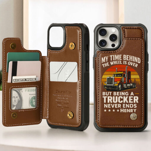 Personalized Truck Driver Leather Flip Wallet Phone Case MQHH5090502 - Image 2