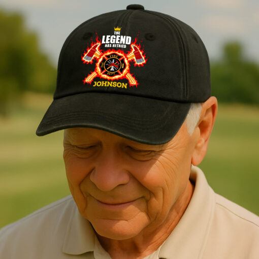 Personalized Firefighter Distressed Washed Cotton Printed Hat MQTO5090504 - Image 2