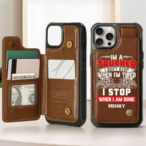 Personalized Truck Driver Leather Flip Wallet Phone Case MQHH5120501 - Image 2