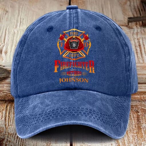 Personalized Firefighter Distressed Washed Cotton Printed Hat MQHM5140504 - Image 3