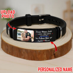 Personalized Photo Police Bracelet, Come Home Safe I Need You Here Bracelet UKTZ5260506