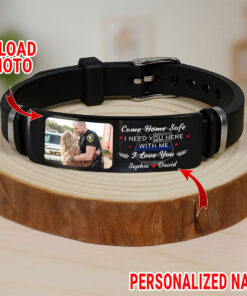 Personalized Photo Police Bracelet, Come Home Safe I Need You Here Bracelet UKTZ5260506
