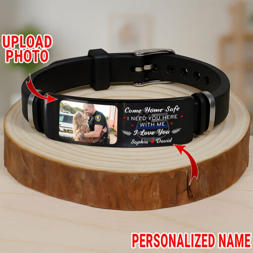 Personalized Photo Police Bracelet, Come Home Safe I Need You Here Bracelet UKTZ5260506