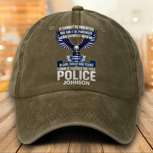 Personalized Police Distressed Washed Cotton Printed Hat MQTO5200503 - Image 5