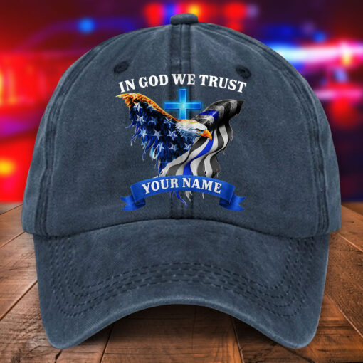 Personalized Police Distressed Washed Cotton Printed Hat MQHA5220501 - Image 2