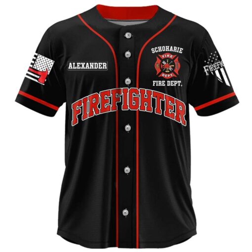 Retired Firefighter Baseball Jersey – Custom Name, Fire Dept Shirt for Veterans – Still Smokin' Hot Fireman Gift MQND5220505 - Image 2