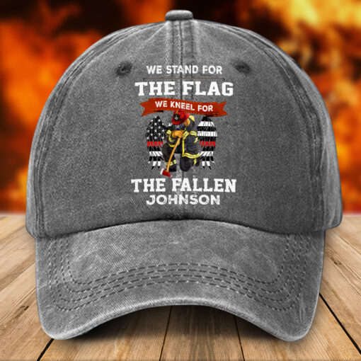Personalized Firefighter Distressed Washed Cotton Printed Hat  MQTZ5240501 - Image 3