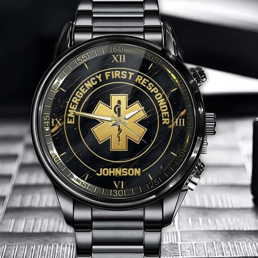 Custom EMS Metal Watch – Personalized Name Wristwatch for Emergency Medical Technicians MQND5240503 - Image 2