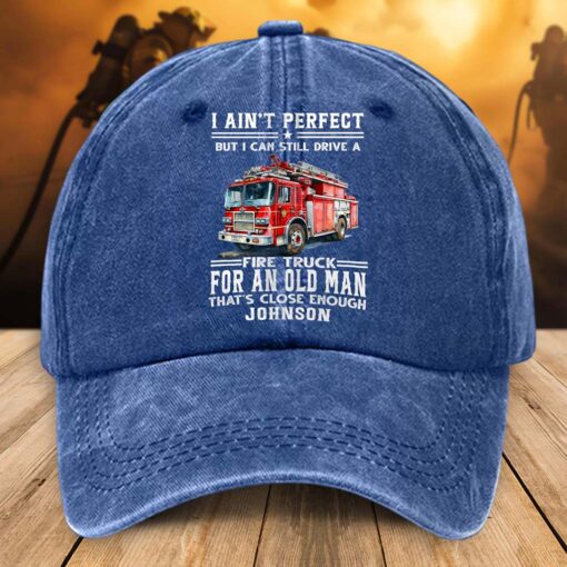 Personalized Distressed Washed Cotton Firefighter Printed Hat, Gift For Fireman, Retired Firefighter Gift UKHM5070503 - Image 3