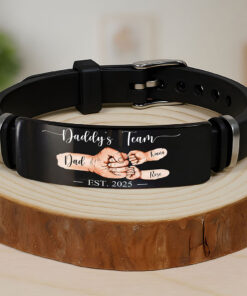 Custom Daddy's Team Fist Bump Bracelet, Personalized Father's Day Gift For Dad, Gift For Grandpa, For Husband Bracelet QFTZ5060501