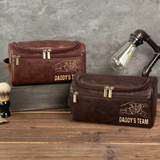 Personalized Dad Leather Toiletry Bag QFHH5050503 - Image 4