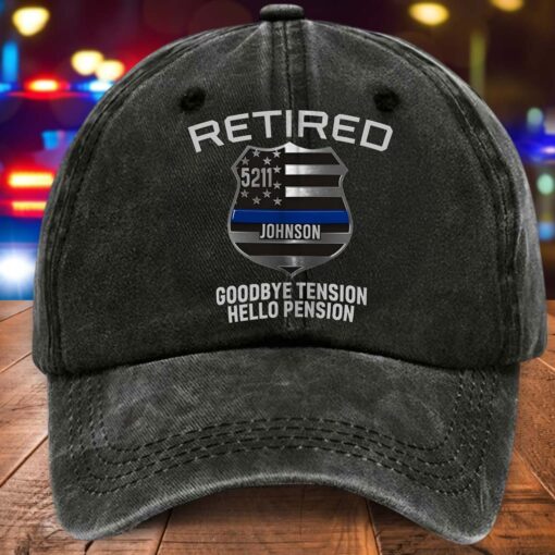 Personalized Police Distressed Washed Cotton Printed Hat MQND5070506 - Image 3
