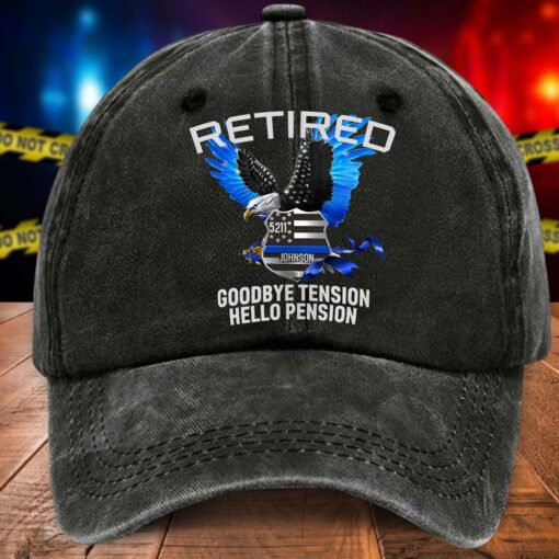 Personalized Police Distressed Washed Cotton Printed Hat MQND5080501 - Image 2