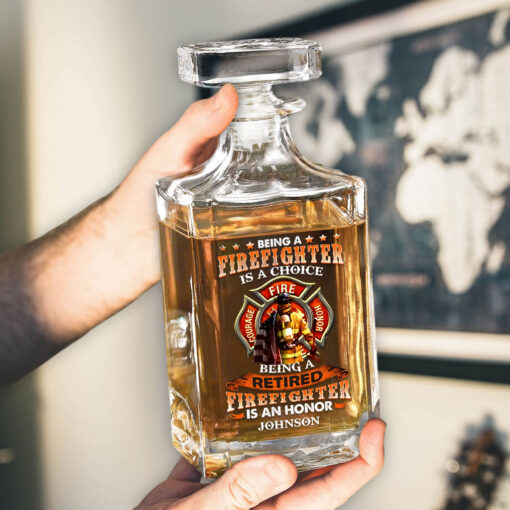 Personalized Firefighter Whiskey Bottle, Gift For Fireman, Retired Firefighter UKTO5080501 - Image 2