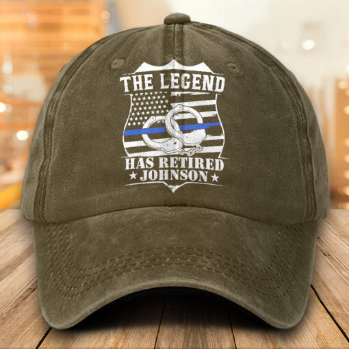 Personalized Police Distressed Washed Cotton Printed Hat MQTO5140504 - Image 3