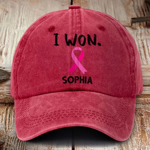 Personalized Breast Cancer Awareness Distressed Washed Printed Hat NPHM5080504 - Image 6