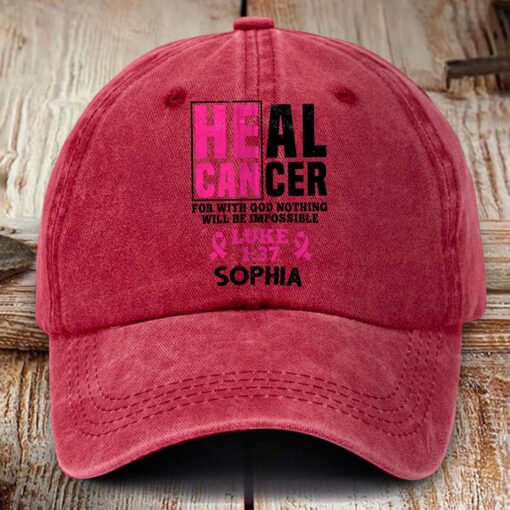 Personalized Breast Cancer Awareness Distressed Washed Printed Hat NPHM5080505 - Image 6