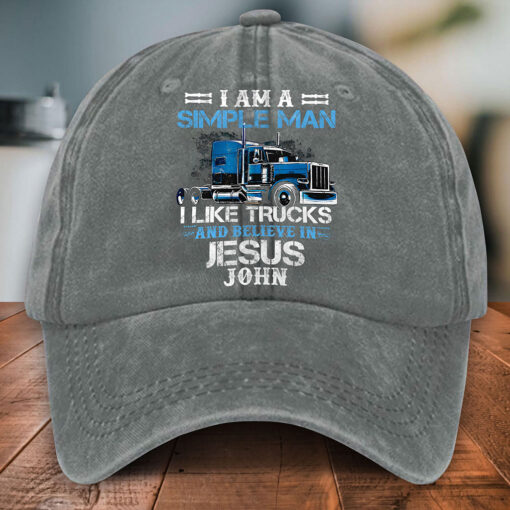 Personalized Truck Driver Distressed Washed Cotton Printed Hat MQPY5090502 - Image 4
