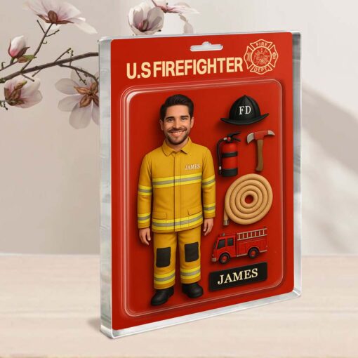 Personalized Photo Face Firefighter Acrylic Block Plaque, Retired Firefighter Gift, Gift For Fireman UKHM5090505 - Image 3