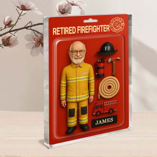 Personalized Photo Face Firefighter Acrylic Block Plaque, Retired Firefighter Gift, Gift For Fireman UKHM5090506 - Image 3