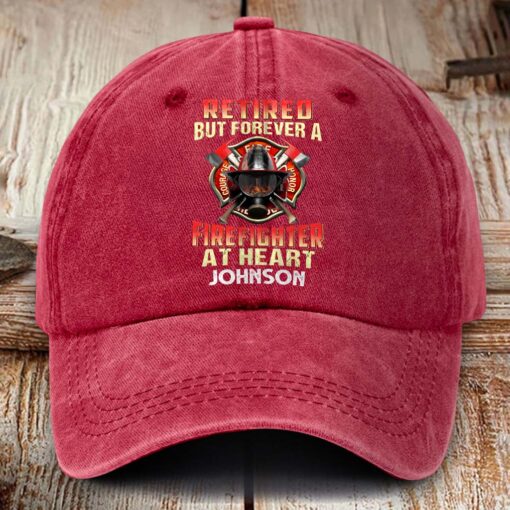 Personalized Fire Fighter Distressed Washed Cotton Printed Hat MQHM5100504 - Image 3