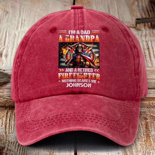 Personalized Fire Fighter Distressed Washed Cotton Printed Hat MQHM5120501 - Image 3