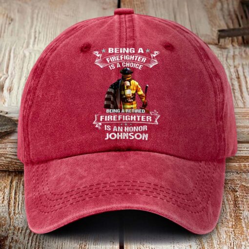 Personalized Fire Fighter Distressed Washed Cotton Printed Hat MQHM5120502 - Image 3