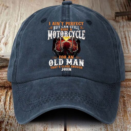 Personalized Motorcycle Distressed Washed Cotton Printed Hat, Gift For Biker UKND5120503 - Image 4