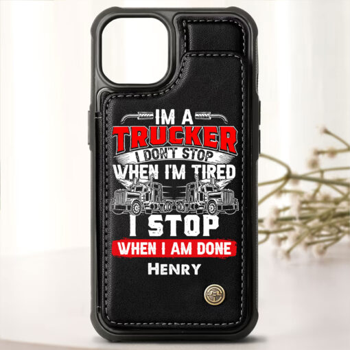 Personalized Truck Driver Leather Flip Wallet Phone Case MQHH5120501 - Image 3
