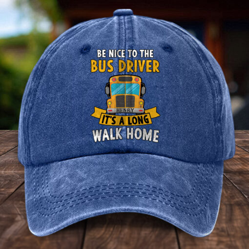Personalized School Bus Distressed Washed Cotton Printed Hat MQHH5140503 - Image 7