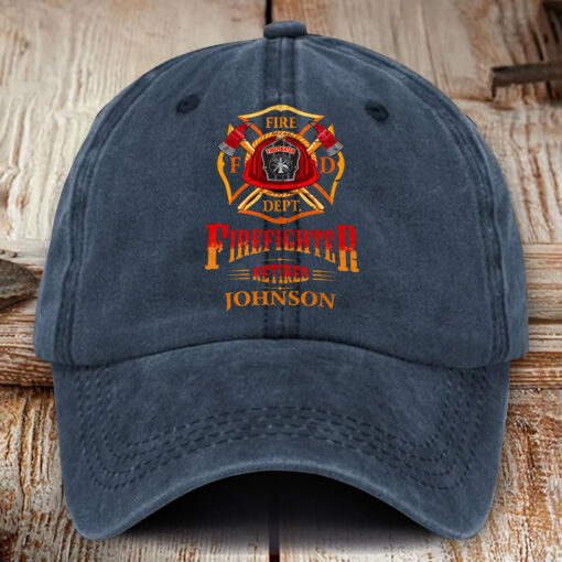 Personalized Firefighter Distressed Washed Cotton Printed Hat MQHM5140504 - Image 4