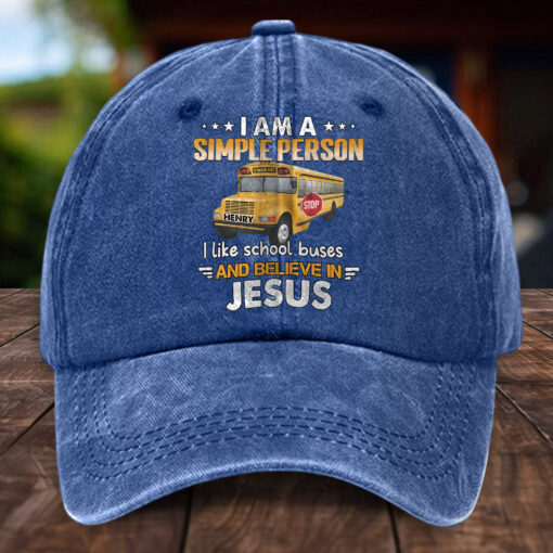Personalized School Bus Distressed Washed Cotton Printed Hat MQHH5150505 - Image 5