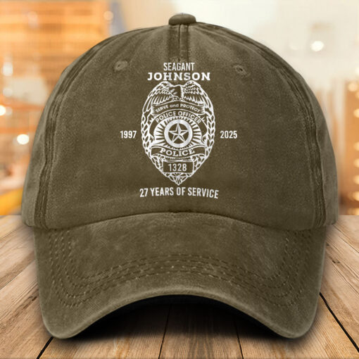 Personalized Police Distressed Washed Cotton Printed Hat MQTO5140502 - Image 4