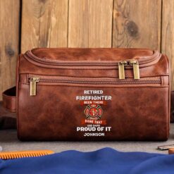 Personalized Firefighter Leather Toiletry Bag, Gift For Fireman, Retired Firefighter Gift UKHM5060505