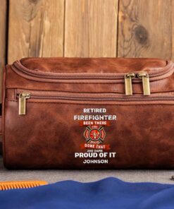 Personalized Firefighter Leather Toiletry Bag, Gift For Fireman, Retired Firefighter Gift UKHM5060505