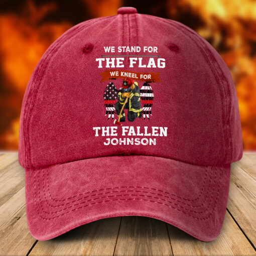 Personalized Firefighter Distressed Washed Cotton Printed Hat  MQTZ5240501 - Image 4