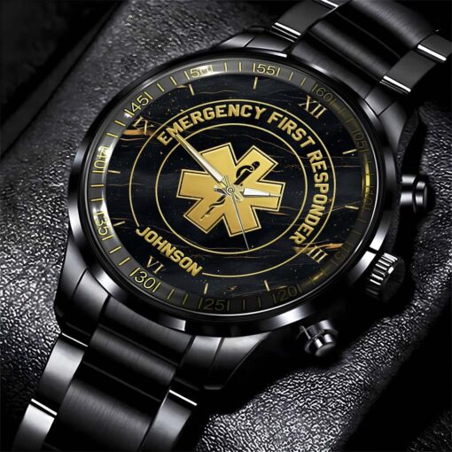 Custom EMS Metal Watch – Personalized Name Wristwatch for Emergency Medical Technicians MQND5240503