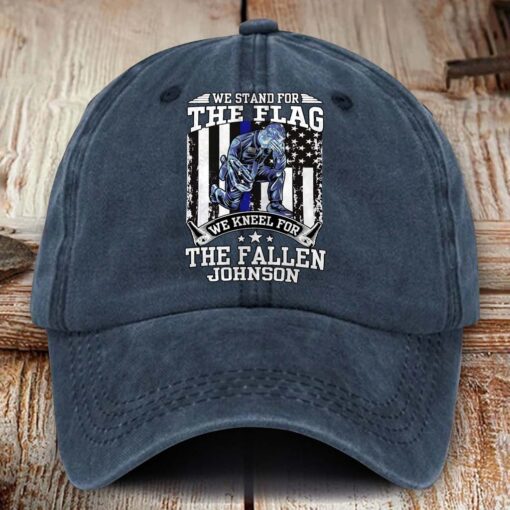Personalized Police Distressed Washed Cotton Printed Hat MQHM5290502 - Image 4