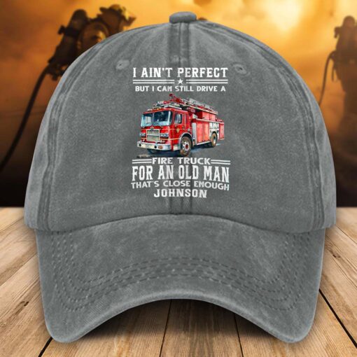 Personalized Distressed Washed Cotton Firefighter Printed Hat, Gift For Fireman, Retired Firefighter Gift UKHM5070503 - Image 4