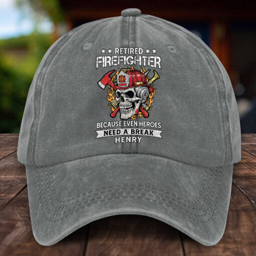 Personalized Firefighter Distressed Washed Cotton Printed Hat MQHH5300504 - Image 3