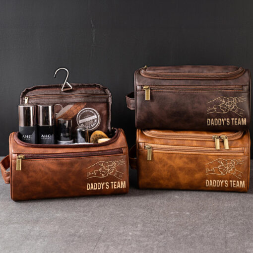 Personalized Dad Leather Toiletry Bag QFHH5050503 - Image 2