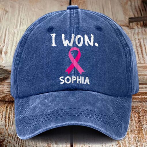Personalized Breast Cancer Awareness Distressed Washed Printed Hat NPHM5080504 - Image 3