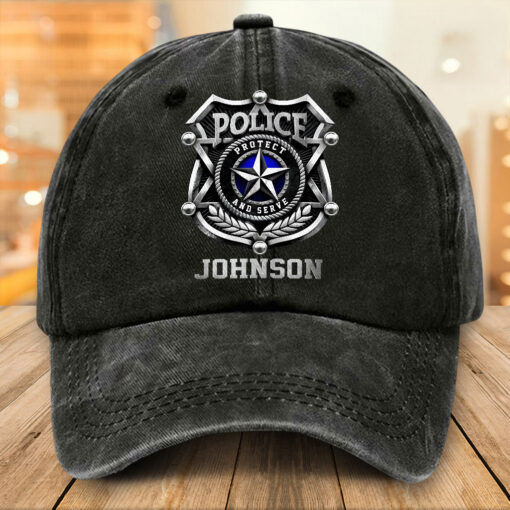 Personalized Police Distressed Washed Cotton Printed Hat MQTZ5190503 - Image 2