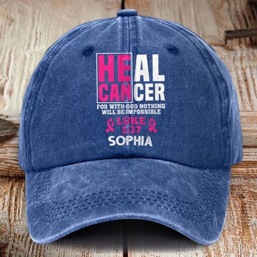 Personalized Breast Cancer Awareness Distressed Washed Printed Hat NPHM5080505 - Image 3