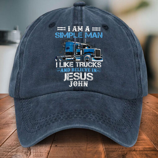 Personalized Truck Driver Distressed Washed Cotton Printed Hat MQPY5090502 - Image 3